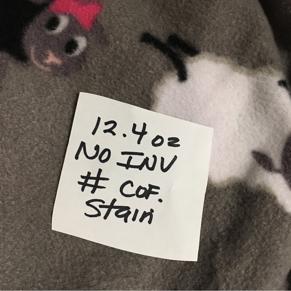 K C Footed pajamas sheep print gray white black & pink nonslip feet Med. EUC - Picture 14 of 14